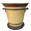Antique French tole cachepot faux bois wine cooler garden planter