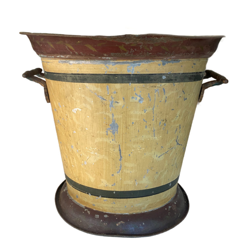 19th century French tole planter burgundy ocher gilt rim handles