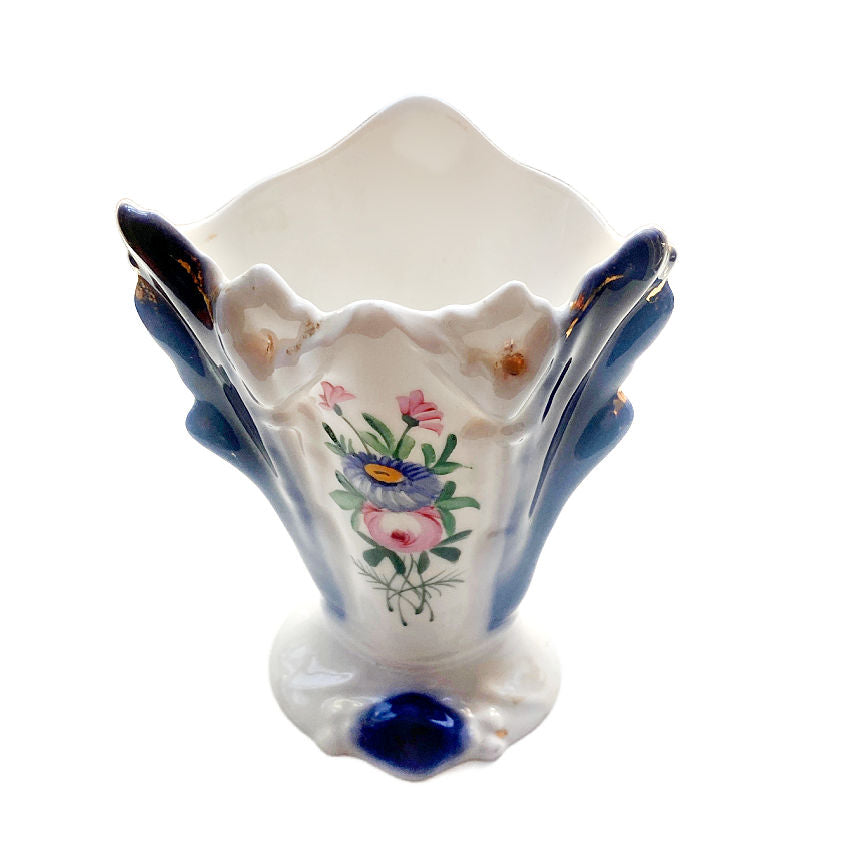 antique hand painted Vieux Paris Porcelain old Paris Vase with pink rose