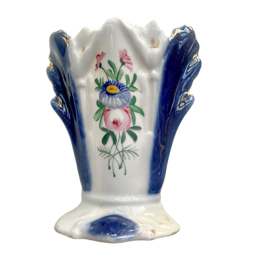 Antique French Vieux Paris Porcelain Cabinet Vase Blue
