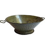 Antique Green Enameled Country Colander — Rustic Elegance for Home & Garden