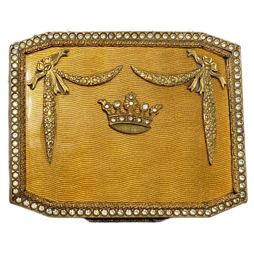 Antique European Guilloché Enamel Box with Paste Stones