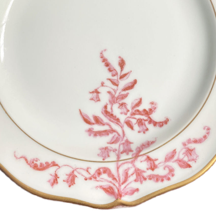 Antique Hand Painted Limoges Plates Pink Flower Designs Set of 4