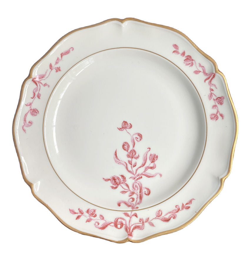 Antique Hand Painted Limoges Plates Pink Flower Designs Set of 4