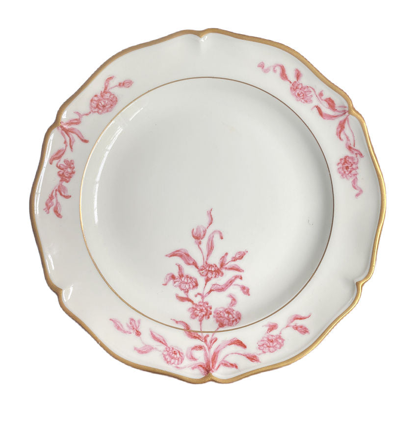 Antique Hand Painted Limoges Plates Pink Flower Designs Set of 4