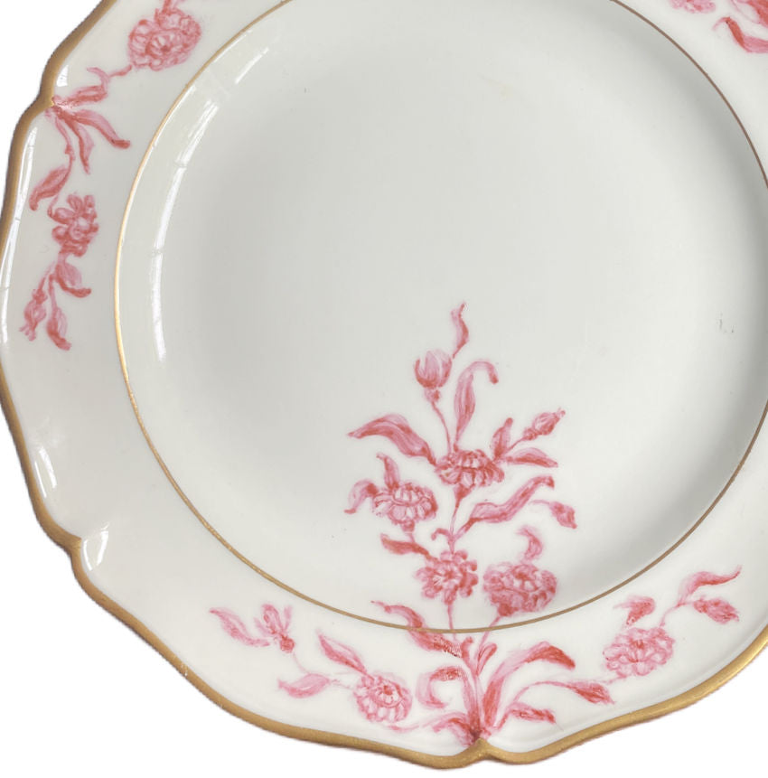 Antique Hand Painted Limoges Plates Pink Flower Designs Set of 4