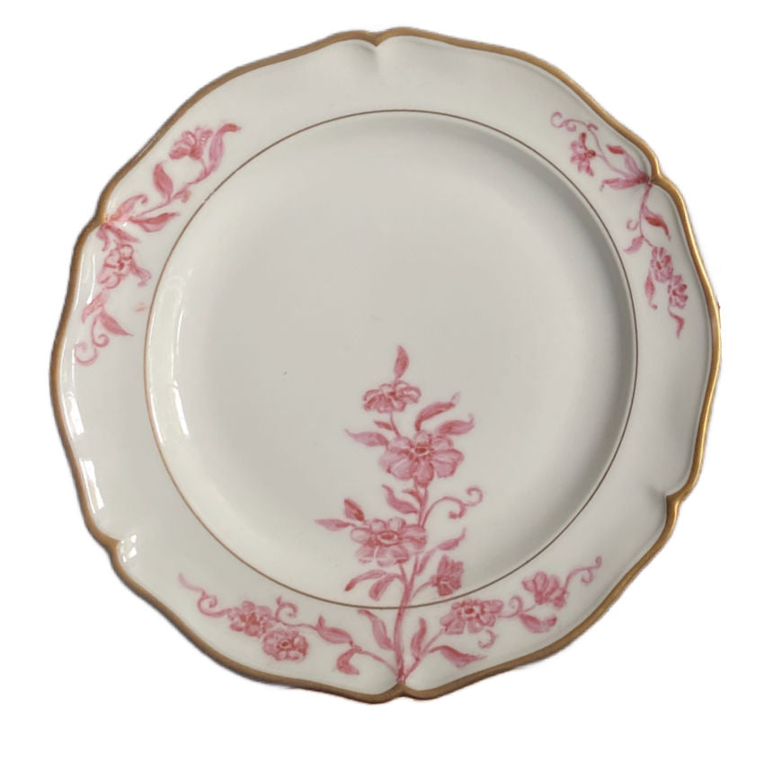Antique Hand Painted Limoges Plates Pink Flower Designs Set of 4