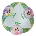 Antique Hautin Boulenger majolica plate pink lavender pansies floral detail