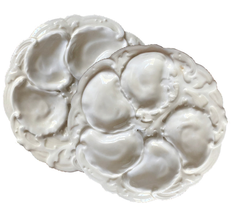 Rare 19th Century French Limoges Oyster Plate — All-White Relief Porcelain