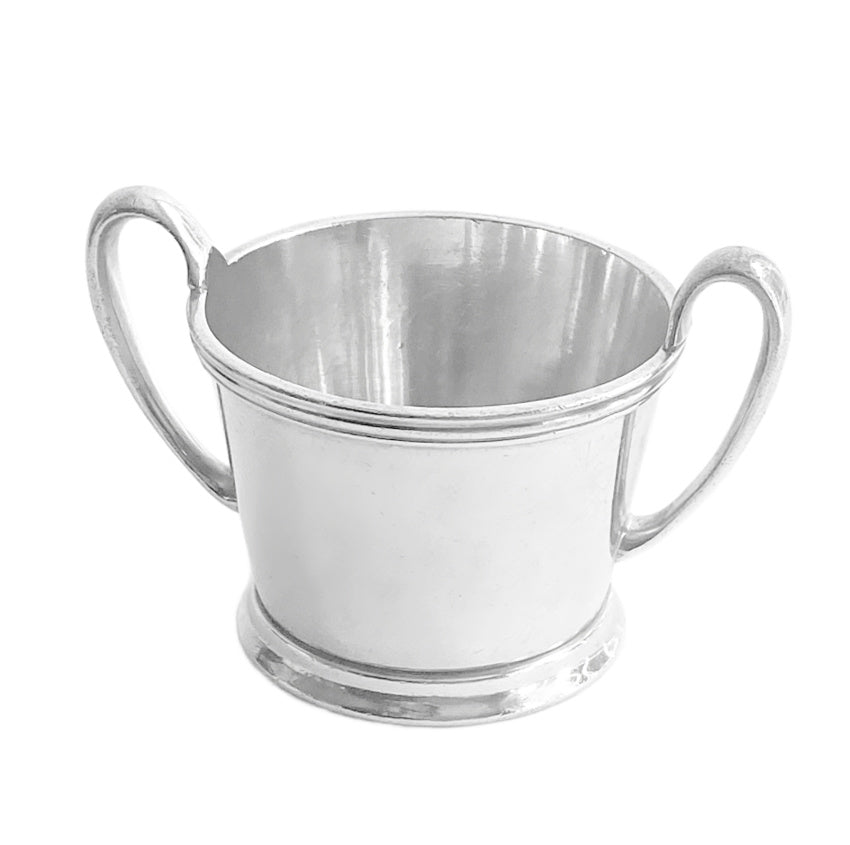 Antique Hotel Silver Double-Handled Small Bowl with Heraldic Detail