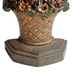 Antique Hubley No. 42 cast iron doorstop in dark gold red and deep green base basket detail
