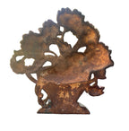 Antique American cast iron floral doorstop with detailed flowers back view