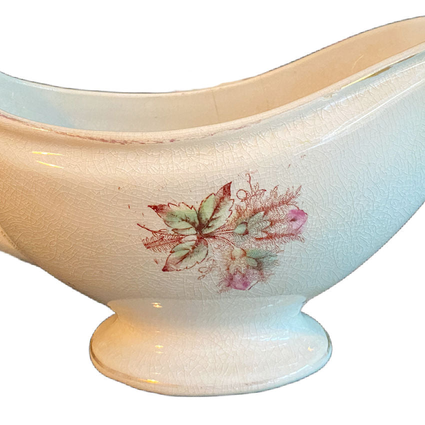 Antique Ironstone Moss Rose Design Sauceboat