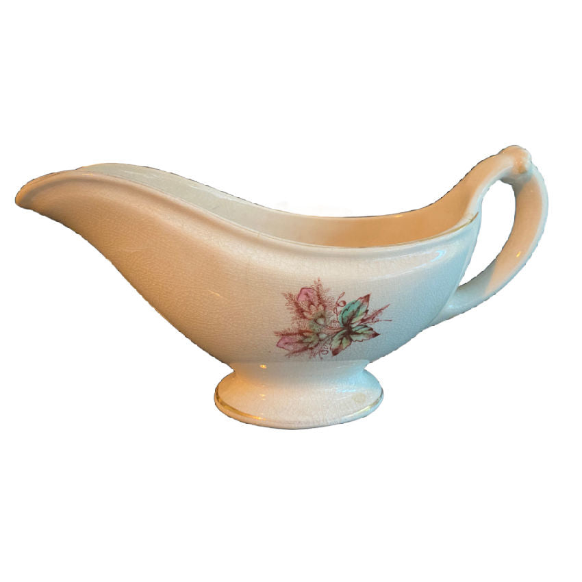 Antique Ironstone Moss Rose Design Sauceboat