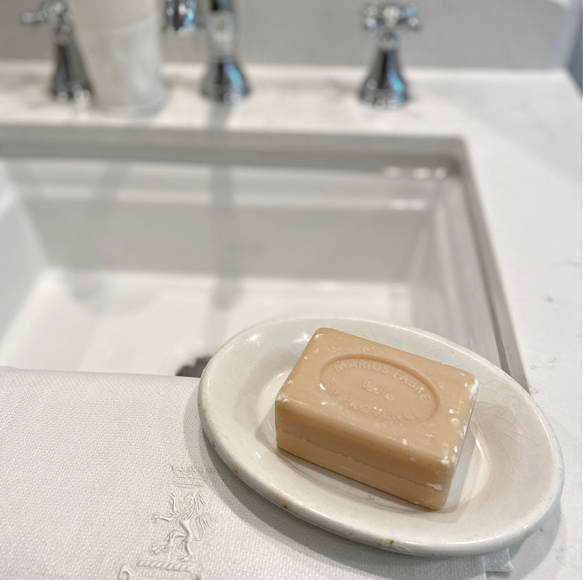 Antique Ironstone Soap Dish with French Soap