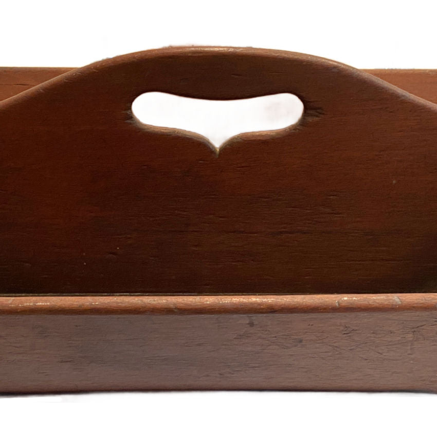 1800's antique French Country Work Box with Heart Handle and Dovetail Joinery otriginal patina