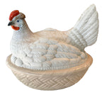Antique large English Staffordshire hen on eggs tureen by Hammersley & Co, early 20th-century white porcelain, 10 inches tall