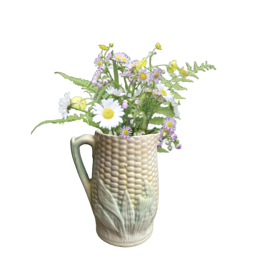 Antique Majolica Corn Cream Pitcher