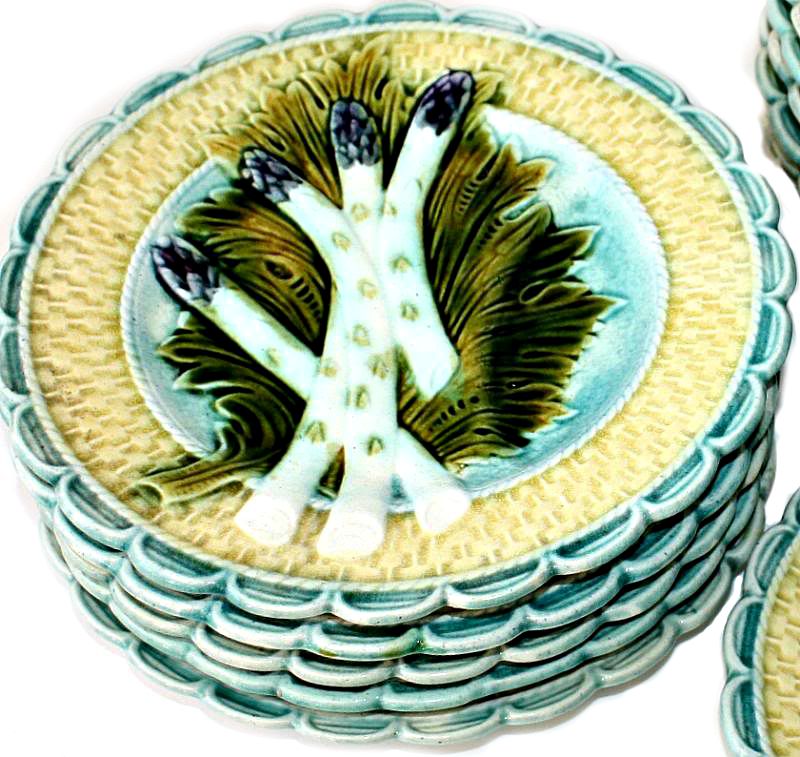 19th Century French Majolica Asparagus Plate