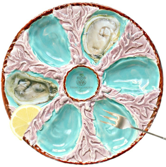 Lavender and aqua rare Fielding oyster plate