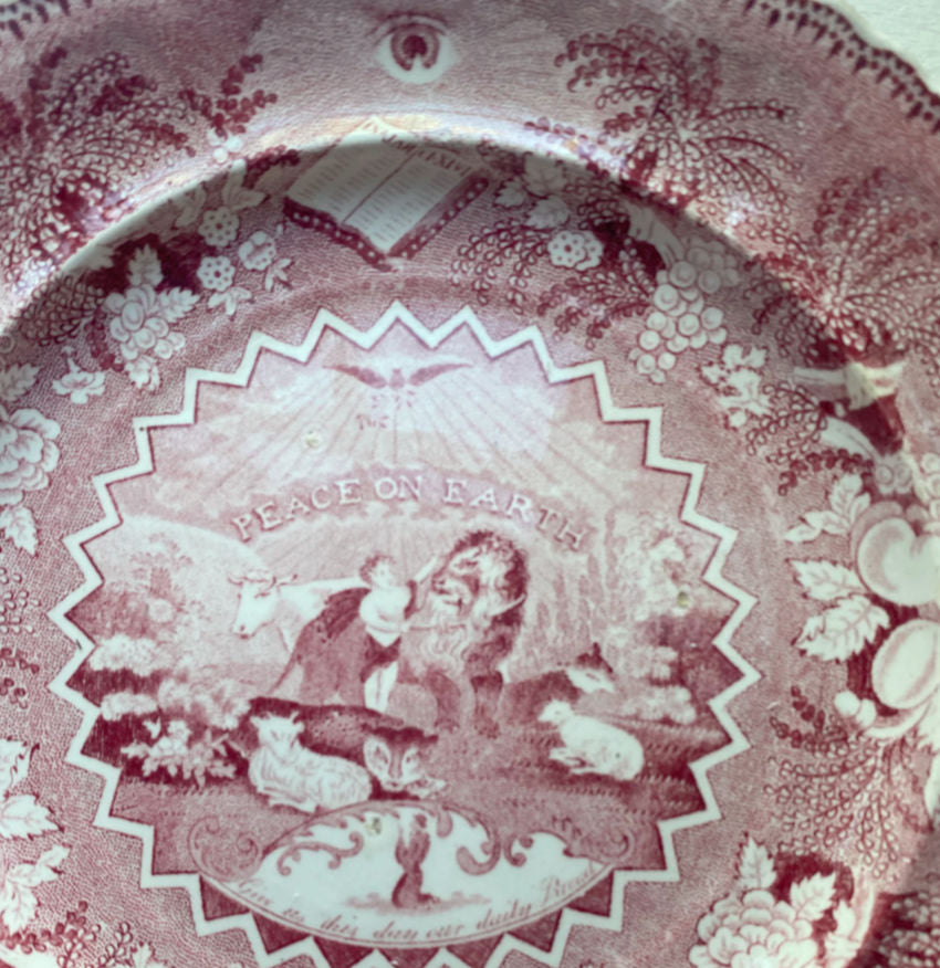 Antique Pink Red Staffordshire Transfer Plate R Stevenson & Son