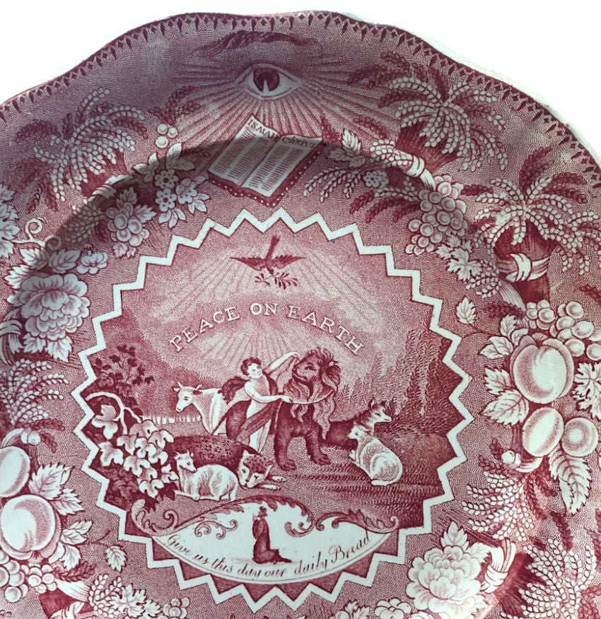 Antique Pink Red Staffordshire Transfer Plate R Stevenson & Son II