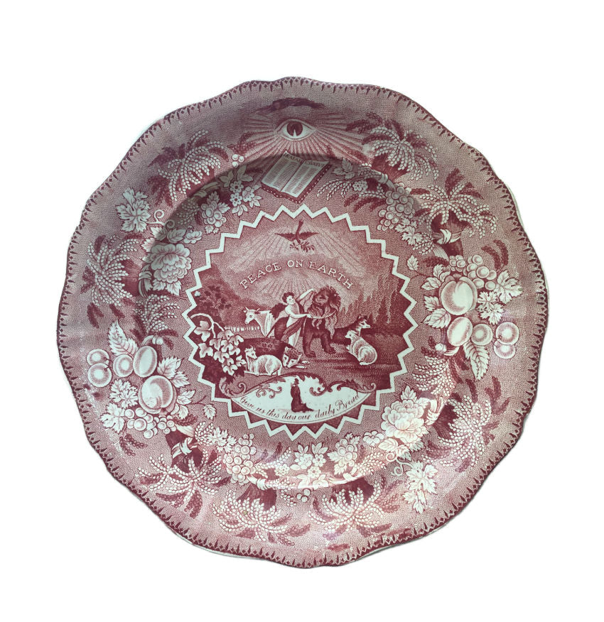 Antique Pink Red Staffordshire Transfer Plate R Stevenson &amp; Son