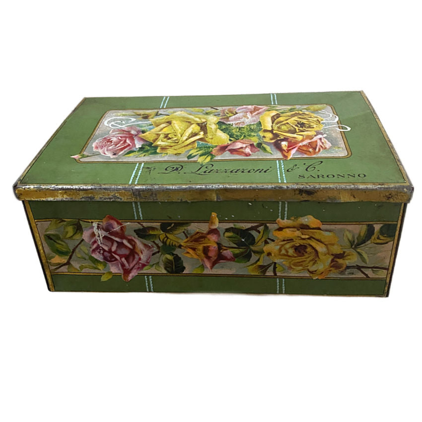 Antique Pink and Yellow Rose Cookie Tin by Davide Lazzaroni
