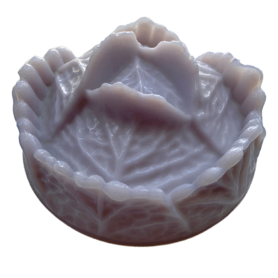 Lavender lilac opaline glass cabbage bowl by Portieux Vallerysthal, antique French decorative dish