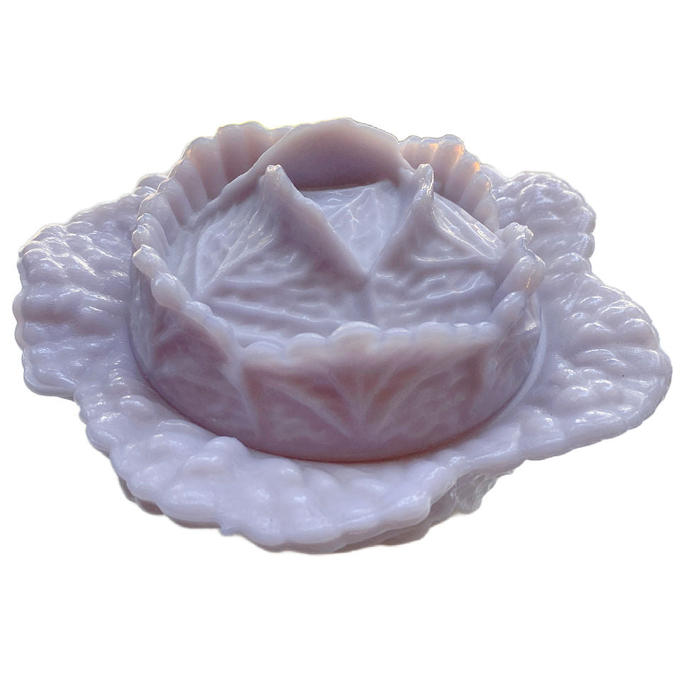 close-up of antique cabbage bowl leaf detail top