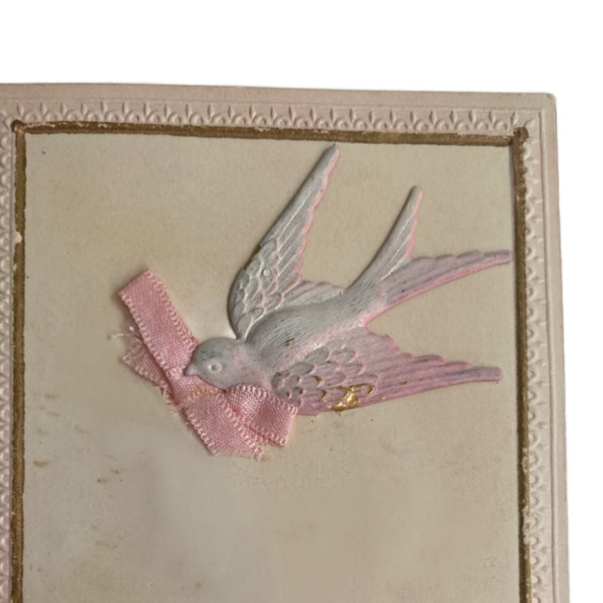 Antique Postcard with Pink Bird To My Dear Friend