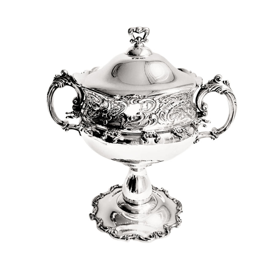 antique victorian rogers silverplate lidded pedestal spooner centerpiece