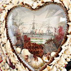 Antique British Colonial Heart-Form Sailor’s Valentine & Domed Glass