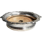 Antique silver-plated champagne bottle coaster with shell border detail 