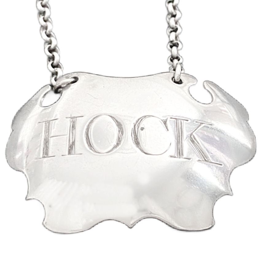 Antique Silver Plain Escutcheon Wine Label Hock