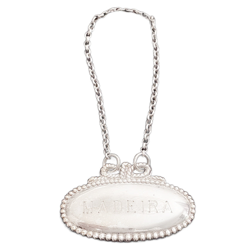 Vintage Silver Wine Label Madeira with Bow