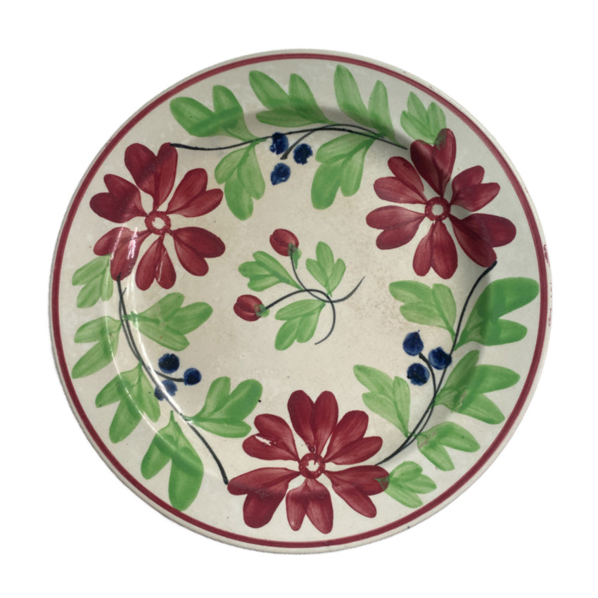 Antique Petrus Regout stick spatterware floral plate