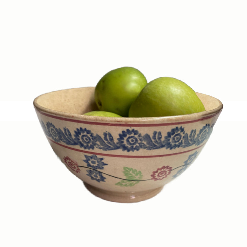 Antique Staffordshire Hand Painted & Stick Spatter Sponge Decorated Bowl Garlands