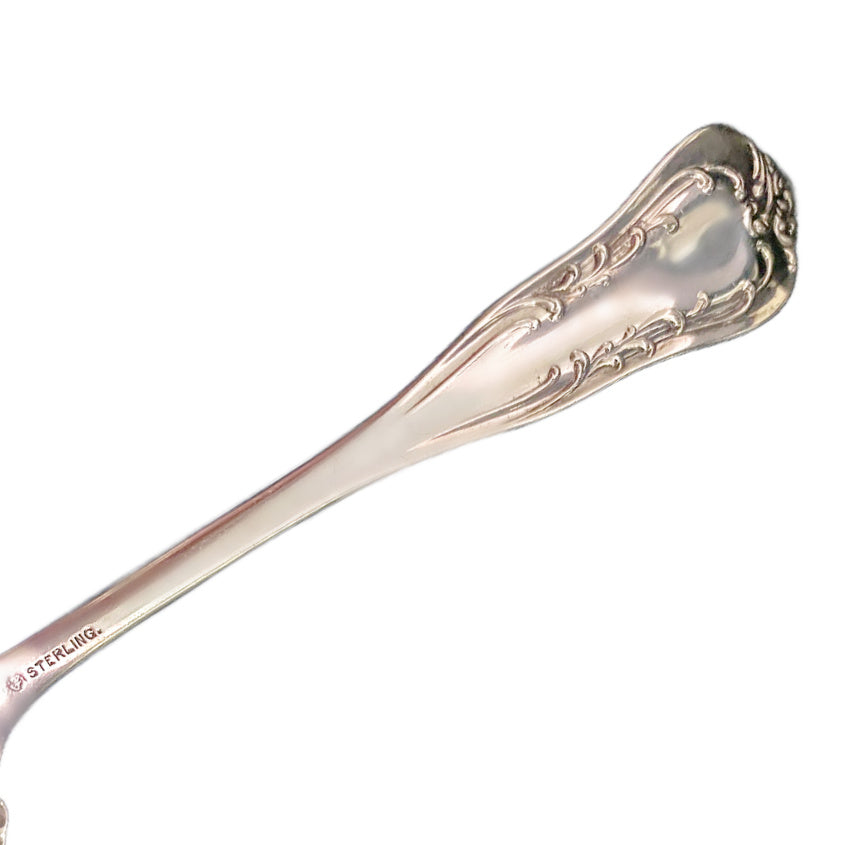 Antique Sterling Silver Berry Spoon with Ornate Rococo Scroll Design