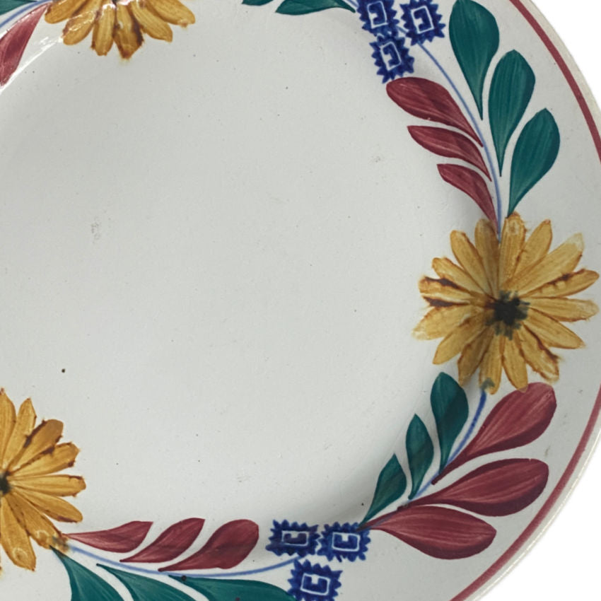 Antique Stick Spatter Spongeware Plates with French Country Design by Société Céramique