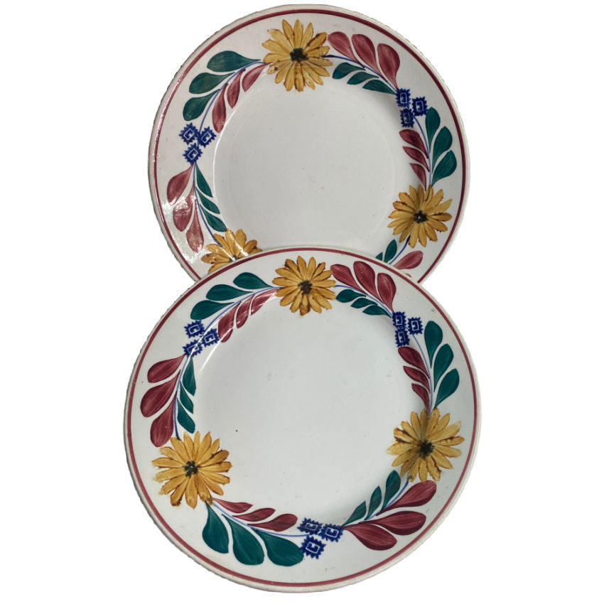 French country decor, antique spongeware plates