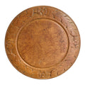 antique sycamore round bread board with wild rose carving