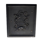 Antique Union case with elegant scrolled pattern, signed James & Co, featuring a single 19th-century woman portrait inside. Collectible photographic case.