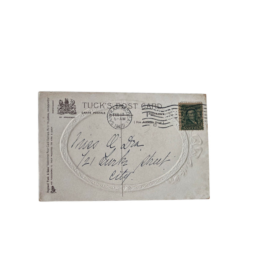 Antique Valentine Portrait Raphael Tuck Floral Missives Postcard II