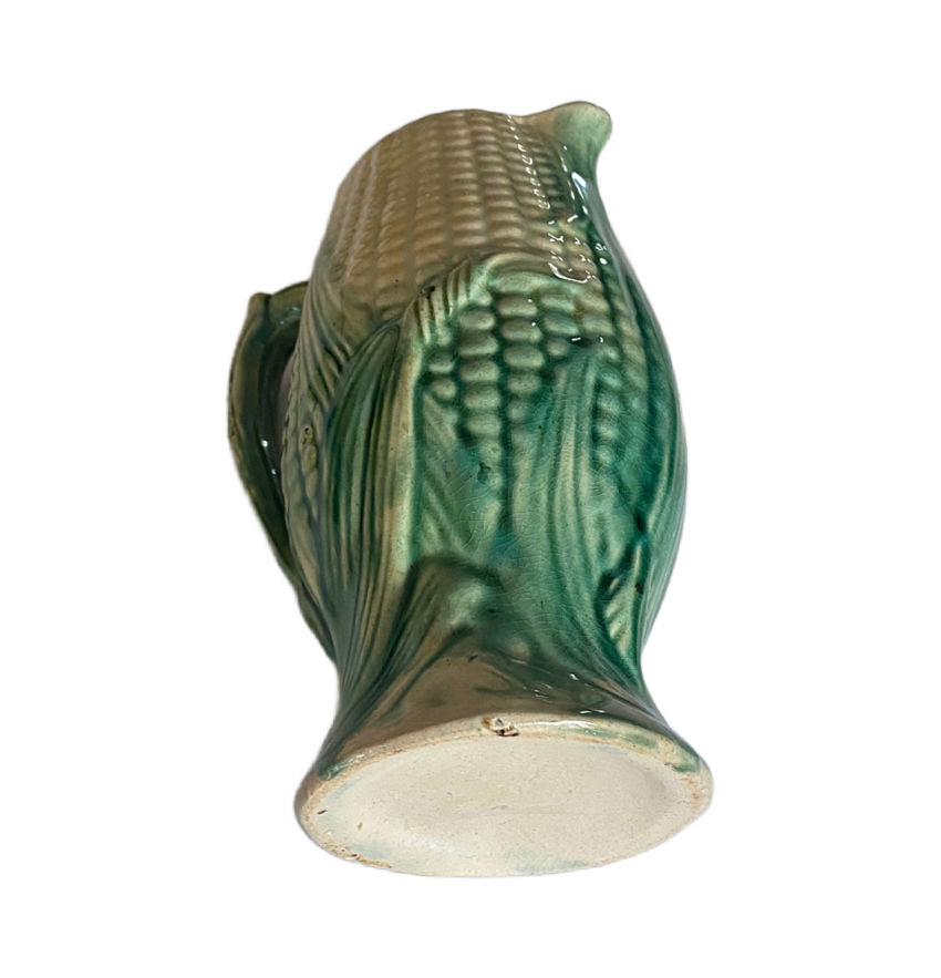 Antique Victorian Majolica Corn Pitcher
