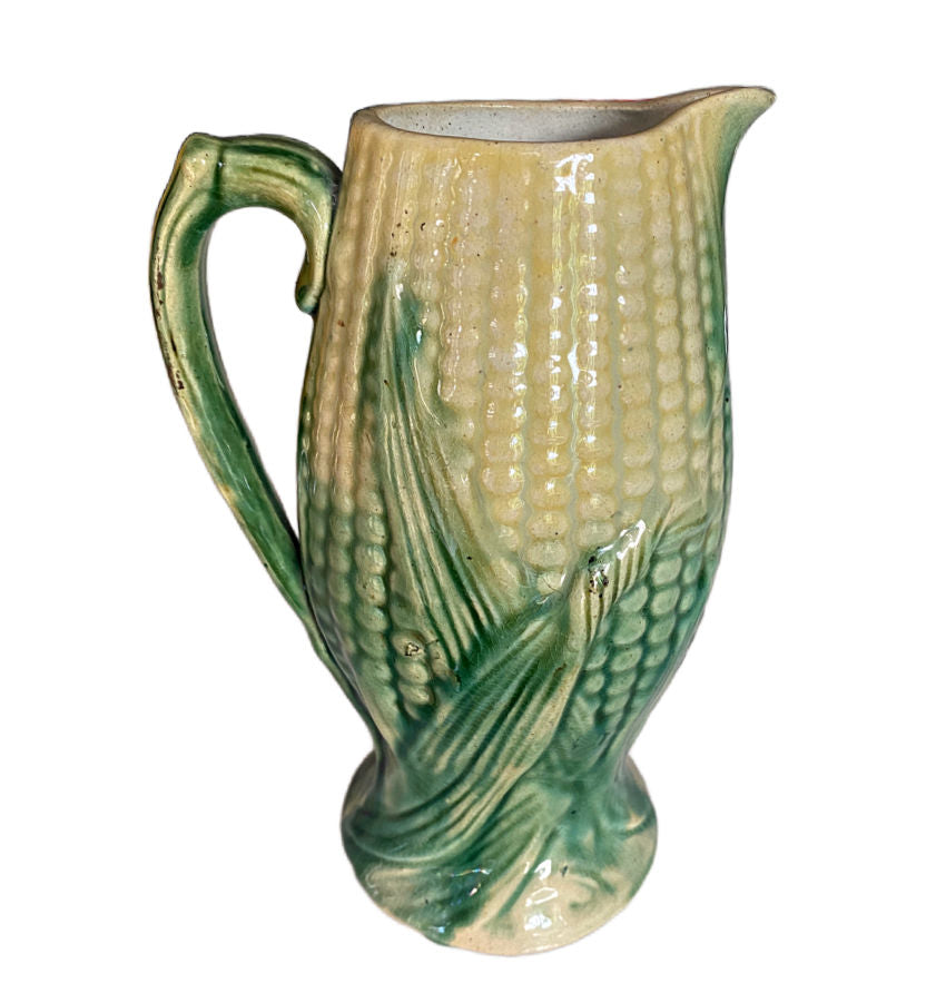 Antique Victorian Majolica Corn Pitcher