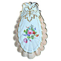 Exquisite unmarked Vieux Paris shell dish, hand-painted floral bouquet, apricot-pink rim, and gilt accents. Decorative, collectible 19th-century French porcelain.