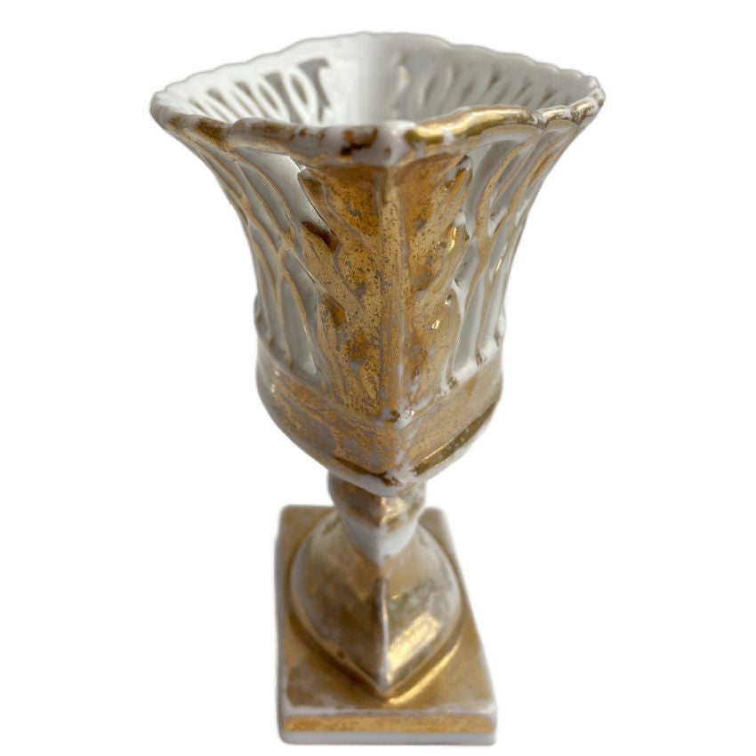 Openwork Vieux Paris porcelain centerpiece bowl side view
