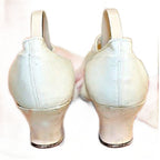 Antique White Leather Bridal Wedding Shoes with Chiffon Roses