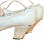 Antique White Leather Bridal Wedding Shoes with Chiffon Roses